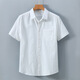 100% reine Cotton American American Heavy Kurzärmerhemd Herren Sommer Solid Color Lapel Arbeit Casual White Shirt 1502 Schwarze Pocket M (95-120jin [Jin gleich 0,5 kg]))