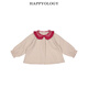 Happyology British girls spring new children's shirt tops linen long-sleeved bottoming lapel shirt rose pink 104 (104cm)