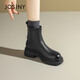 Zhuoshini boots thick heel versatile classic British style round toe short boots slimming women's fashion boots black 38