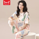 MiiOW pure cotton pajamas for women spring and summer short-sleeved trousers casual loose Korean style home clothes autumn can be worn outside T-9712 ​​(short-sleeved trousers) M (85-105Jin Jin equals 0.5 kg)