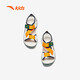 ANTA children's sandals for boys, outdoor breathable and comfortable buckle low-top toe beach shoes, river shoes D, ivory white/new ink blue/Xixia orange 29