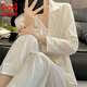 Cat man (miiow) pyjamas pour les femmes au printemps et à l'automne mince collier collier à manches longues pantalon à la maison vêtements de la soie glace 2025 nouveau style blanc-6623 long.sleeves m 80-100