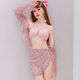 Woodpecker (TUCANO) 2025 new swimsuit bikini bikini four-piece split hot spring long-sleeved high-end belly-covering swimsuit 83103 pink L-2 suitable for 100-110Jin Jin is equal to 0.5 kg