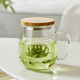 YIHUTEA tea cup tea water separation glass office household water cup men's tea cup glass high borosilicate green tea cup enlarged and thickened 500ML bamboo lid glass cup