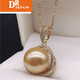 DRJEFUN 925 silver natural freshwater pearl powder pendant freshwater pearl necklace clavicle chain for mother-in-law gold beads gold holder 12-13mm