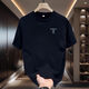 Woodpecker Summer 2025 new pure cotton short-sleeved T-shirt for men loose casual couple half-sleeved top round neck black (large-mark T) XL