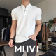 Mu Wei American retro front shoulder polo short-sleeved T-shirt for men's summer new heavy Henry neck slim bodysuit gray temperament full XL [Suggested 140-160Jin [Jin equals 0.5 kg]]