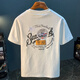 
Woodpecker high-end trendy brand round neck T-shirt for men in summer new trendy printed American retro loose men's T-shirt top JSW9906 elegant apricot L