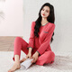 Dan Nanwei Spring and Autumn New Model Modal Pajamas for Women with Breast Pads, Loose Large Size Summer Home Clothes Set, Long Sleeves and Pants for Outerwear, Brick Red (Long Sleeves + Pants) XL (115-135Jin Jin equals 0.5kg)