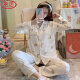 LangSha (LangSha) skin-friendly cotton pajamas for women in spring and summer lapel cardigan long sleeves loose large size thin breathable home clothing set 854 M 80-100Jin [Jin equals 0.5 kg]