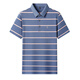 MONTAGUT polo shirt men's short-sleeved T-shirt in summer new lapel high-end skin-friendly ice silk cotton half-sleeved striped top 15100 lake blue S size 165