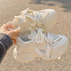 
Prince Yierkang summer women's shoes dad shoes women's breathable mesh shoes with wide-leg pants shoes thick-soled white shoes sneakers trendy 9905-1 beige leather 38