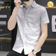 老爷车（LAOYECHE）冰丝短袖衬衫男士夏季款渐变色休闲衬衣半袖方领寸衫百搭帅气高端 844卡其 L