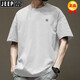 JEEP SPIRIT trend American short-sleeved T-shirt for men in summer pure cotton round neck versatile casual 2025 new fashion brand loose Hong Kong style T-shirt 43 blue-1365 short-sleeved-S [Suggested 80-110Jin [Jin equals 0.5 kg]]