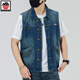 Aemape Apple Light Color de grande taille Vertinit en denim pour les hommes et les femmes Spring and Summer Brand Retro Workswear Works Works Worksless Sans manche sans manches Gitre 6231 # Retro Blue XL (recommandé 145-160jin [Jin est égal à 0,5 kg]))