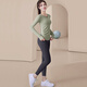 Yuji Morikami two-piece yoga clothing suit for women spring and summer fitness clothing running sports suit quick-drying Pilates training cycling clothing two-piece yoga clothing XL long-sleeved green + gray