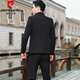 Pierre Cardin Mao suit men's suit Chinese style wedding dress Korean version slim Chinese style small suit jacket Mao suit black single coat M 100-108Jin Jin equals 0.5 kg