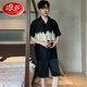 浪莎（LangSha）轻奢新款男士睡衣夏季冰感短袖短裤真丝绸夏天青少年家居服套装 冰丝G723 L (身高170左右，体重-130斤)