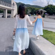 Little Bear Elf (xiaoxiongjingling) mother-daughter parent-child wear summer gradient color suspender dress high-end seaside beach dress sisters fashionable street glacier blue dress 80 mother size S (recommended weight 80-100 Jin Jin equals 0.5 kg)