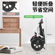 COVNBXN wheelchair manual with pull rod lightweight folding elderly home travel portable small medical disabled trolley 6 classic white large wheel shock absorption comfortable model (foldable and erect + solid large wheel)
