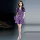 Xin Yimei suit suit women's thin 2026 summer new style slim V-neck sleeveless top wide-leg pants two-piece set purple short-sleeved top + purple trousers (set) M 95-110Jin Jin equals 0.5 kg