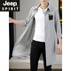 JEEP SPIRIT夏季风衣男长款披风时尚潮流男装中袖外套轻薄透气防晒服灰色长衫 灰色 M