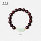Zhou Taisheng gold inlaid jade pure gold Hetian jade Pixiu bracelet female small leaf red sandalwood couple bracelet birthday gift for boyfriend
