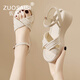 ZUOSAISI brand sandals for women, thick soles, medium heels, versatile, fashionable, soft soles, lightweight summer Roman wedge heel, strappy sandals for women, white 36