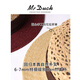 Mr DUCK Extra Fine Natural Wheat Straw Raffia Straw Hat French Elegant Flat Top Hat Women's Fashionable Style Hollow Sun Hat Raw Grass/Burgundy (Lightweight and Breathable) M(55-57cm)