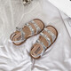 Girls Princess Sandals 2025 Summer New Children's Sandals Soft Sole Medium and Large Children's Open Toe Sandals Velcro Girls Silver Size 27 Inner Length Approximately 16.7cm