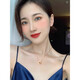 Qian Sheng Yuan Swarovski Zirconia Small waist plated 18k gold necklace AU750 women's 18K color gold double ring diamond light luxury pendant Roman numerals 18K rose gold necklace European and American style