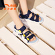 ANTA children's sandals, men's and women's shoes, 2025 summer new breathable Velcro arch open toe Lingbo beach shoes, men's blue/white/yellow orange-3 33 shoe inner length 20.5cm