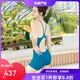 英发（YINGFA）泳衣女时尚吊带游泳衣2024新款连体平角遮肚显瘦微胖大码泳装 天蓝色 24B9273XL