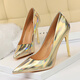 
UETEEY1829-2 Style metal heels ultra high heels shiny patent leather shallow mouth pointed sexy nightclubs look slim and high heels 15924 red 35