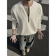 RONGXITU American Henry collar shirt men's long-sleeved bottoming shirt tough guy style slimming off-white M 90-120Jin Jin equals 0.5 kg