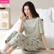 Pajamas modales para mujeres en primavera y verano pantalones de manga corta Los estudiantes de estilo coreano puro pueden usar trajes de ropa para el hogar puro algodón afuera en verano YZT9719 Cortero 2XL (135-150Jin [Jin equivale a 0.5 kg])