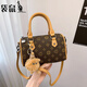 Kangaroo Leather Handbag Women's High-end Compact Bag Women's 2024 Chinese Valentine's Day Western Style Pillow Bag Retro One Shoulder Messenger Bag Coffee Color