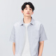 Miniso short-sleeved shirt men's summer Oxford striped shirt men's clothes casual lapel half-sleeved Z gray and white striped L Miniso short-sleeved shirt men's summer Oxford striped shirt men's clothes casual lapel half-sleeved Z gray and white striped L