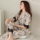 Ancient and Modern (GUJIN) three-piece set of new ice silk national style pajamas for spring and summer for women, light luxury sexy home clothes, short-sleeved pajamas, imitation silk L