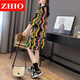ZHIO pure cotton pear-shaped body dress women's summer 2025 new Korean style loose maternity short-sleeved T-shirt mid-length skirt 6187 black M