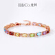 IL&CO Youke Huacai Ling Natural Colored Gemstone Bracelet Women's Silver Tourmaline Bracelet Birthday and Valentine's Day Gift for Girlfriend to Gather Wealth and Blessings 8-Carat Multi-Color Gemstone Bracelet