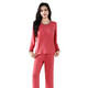 Dan Nanwei Spring and Autumn New Model Modal Pajamas for Women with Breast Pads, Loose Large Size Summer Home Clothes Set, Long Sleeves and Pants for Outerwear, Brick Red (Long Sleeves + Pants) XL (115-135Jin Jin equals 0.5kg)