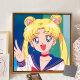 可爱卡通美少女战士数字油画diy儿童手绘填充丙烯油彩画卧室挂画 SJ16845 80*80cm绷好加厚实木内框+外框