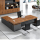 YOE.FTY boss desk desk chairman executive desk leader computer desk single workbench manager desk president desk big leaf walnut + iron gray (left side cabinet) 1.8m boss desk