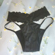 4cm imitation pearl underwear inserted into the body, enlarged lace thong to tighten large beads underwear, black M