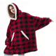 Shan Nanwei's new TV lazy blanket huggle hoodie cold-proof clothing hooded nightgown outdoor warm clothing plus velvet TV blanket black one size