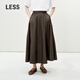 LESS【精工系列】春夏全棉半身裙高腰宽松长款气质伞裙2P5D11980 206深褐 XS