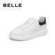 Belle Contrast Color White Shoes Men's Autumn Cowhide Comfortable Thick-soled Casual Sneakers A1160CM3 Black Tail 42