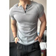 SMVP floral gray slim waist henley short-sleeved men's summer American heavyweight muscular T-shirt fitness bottoming shirt light gray M suitable for 100-120Jin Jin equals 0.5 kg