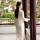 Embroidered long modified cheongsam 2025 new young women's retro slim mid-length sleeves daily wearable spring and autumn clothes 13566 blue S